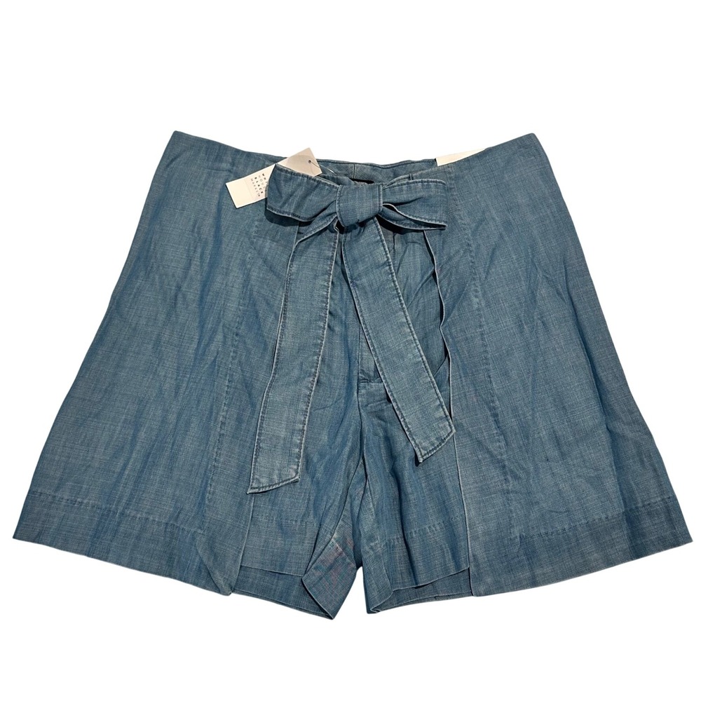 White House Black Market HR Tencel Wrap Over Shorts Blue Women's Size 8 NEW